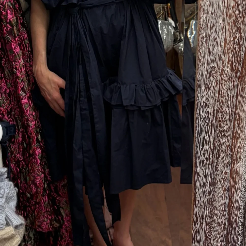 Blue Puff-Sleeve Ruffle Shirt Dress - Beulahstyle - Picture 5 of 7